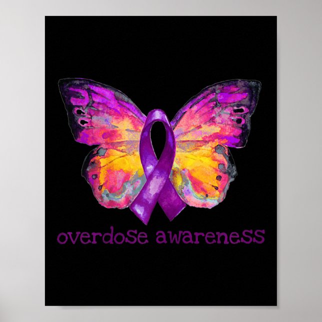 Überdosierung Bewusstsein Lila Ribbon Butterfly Ku Poster (Vorne)