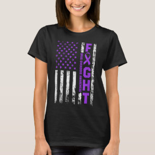 Überdosierung Lila Ribbon-amerikanisches Flag-Medi T-Shirt