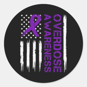 Überdosierung Pruple Ribbon Opioide Überdosierung  Runder Aufkleber