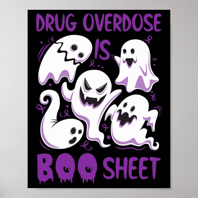 Überdosierung von Medikamenten ist Boo Sheet Lila  Poster (Vorne)