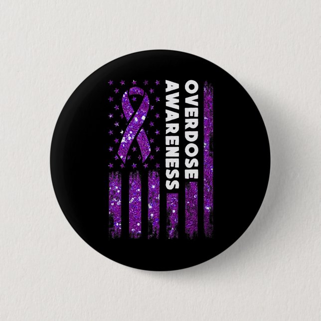 Überdosierung: Warnflagge Pruple Ribbon-Abhängigke Button (Vorderseite)