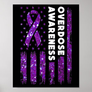 Überdosierung: Warnflagge Pruple Ribbon-Abhängigke Poster