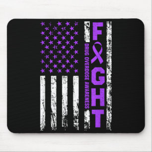 Überdosis-Bewusstsein Lila Band USA-Flagge Drogen Mousepad