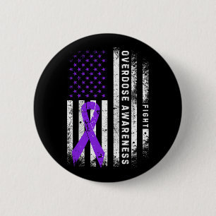 Überdosis-Bewusstsein Lila Band USA-Flagge Drogena Button