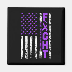 Überdosis-Bewusstsein Lila Band USA-Flagge Drogena Magnet