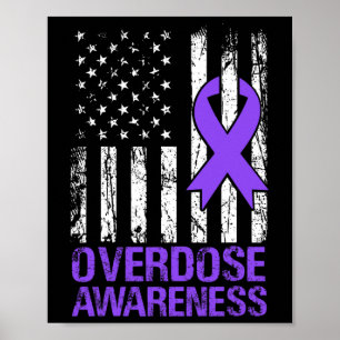 Überdosis-Bewusstsein Lila Band USA-Flagge Drogena Poster