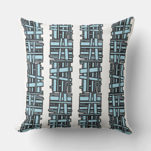 Übereinanderliegendes Hellblau-Design Retro-Wurfki Kissen