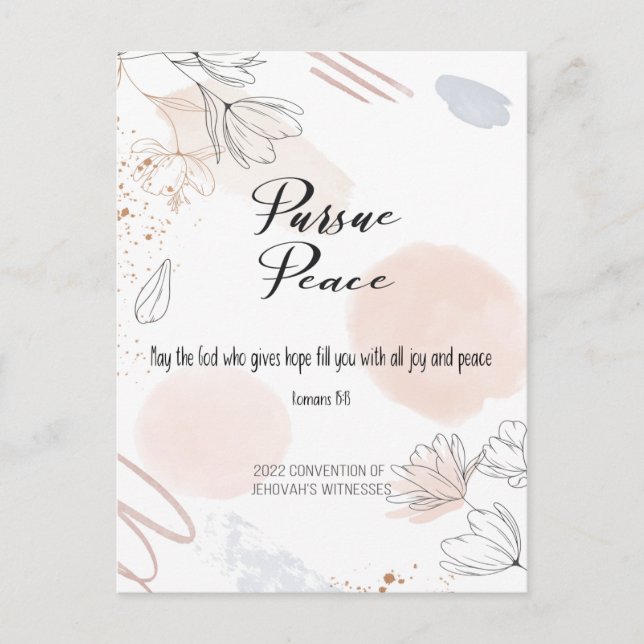 Übereinkommen von 2022 - beige weiße Blume Postkar Postkarte (Vorderseite)