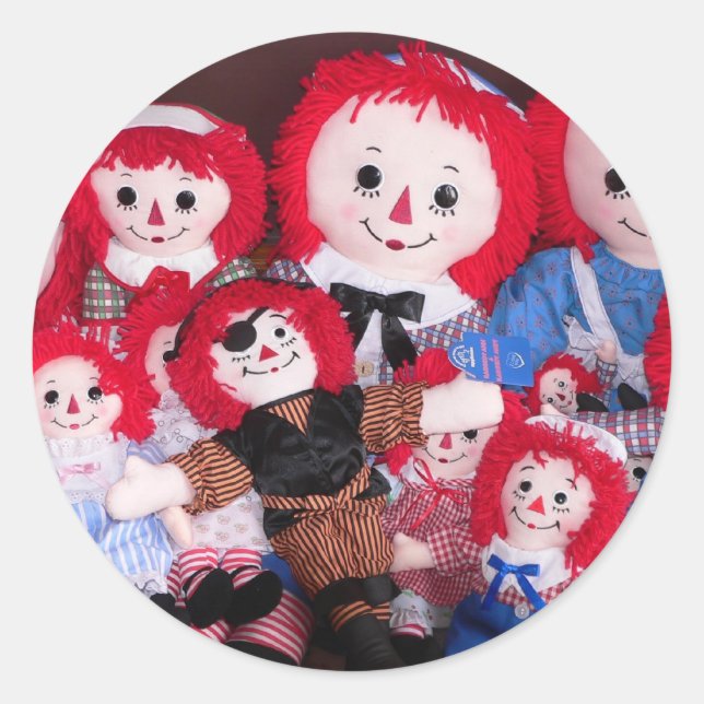 Übereinkommen von Raggedy Anne Runder Aufkleber (Vorderseite)