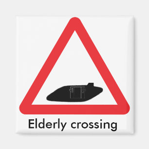 Überfahrt-Verkehrsschild des Behälters WW1. Ält Magnet