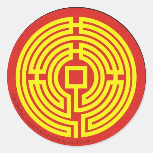 Überfahrtlabyrinthchinese Runder Aufkleber (Vorderseite)