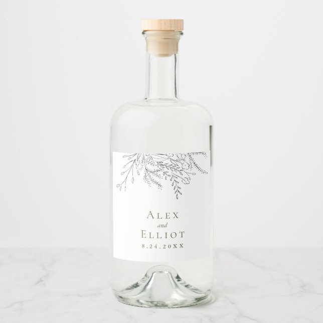Überfließende Bouquet Wedding Alkoholflaschenetikett (Vorderseite)