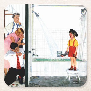 Überfließende Wanne Rechteckiger Pappuntersetzer