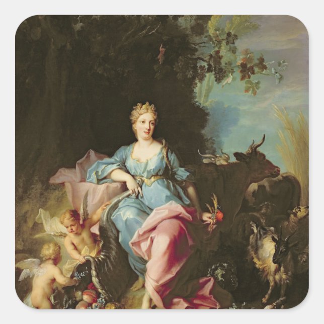 Überfluss, 1719 quadratischer aufkleber (Vorderseite)