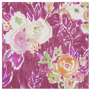 ÜBERFLUSS BLUMENherbstmerlot-RoseWatercolor Stoff