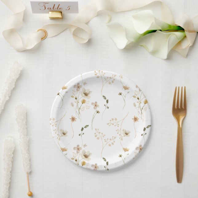 Überfluss getrocknete Wildblume Pampas Wreath Hoch Pappteller (Hochzeit)