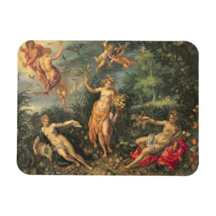Überfluss und die vier Elemente, c.1606 (Öl auf Magnet
