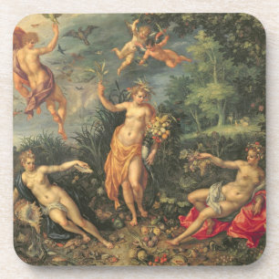 Überfluss und die vier Elemente, c.1606 (Öl auf  Untersetzer
