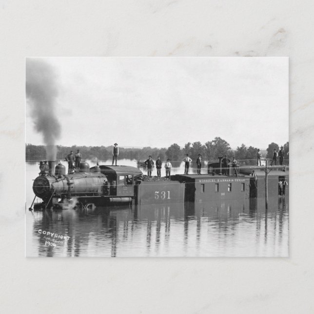 Überfluteter Zug, 1904 Postkarte (Vorderseite)