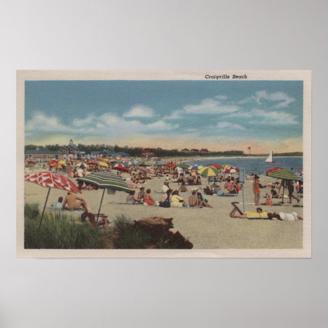 Überfüllte Strandlandschaft Poster (Vorne)