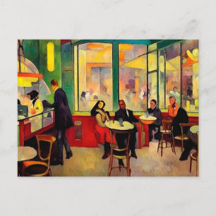 Überfülltes Café in Paris Postkarte