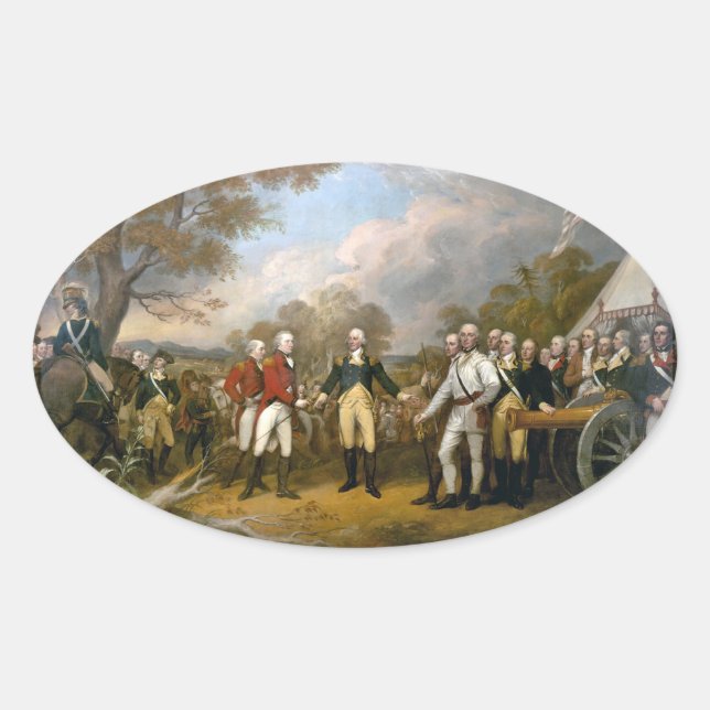 Übergabe von General Burgoyne - 1822 Ovaler Aufkleber (Vorderseite)