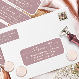Übergeben an Script-Dusty Mauve-Gästetiketten Aufkleber