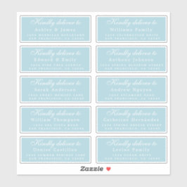 Übergeben an Script Wedding Guest Address Blue Aufkleber