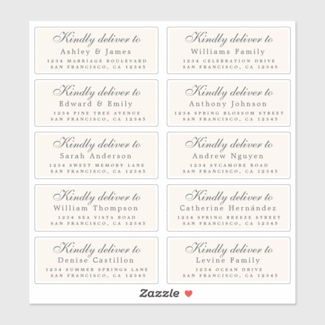 Übergeben an Skriptgastadresse Ivory Labels (Blatt)