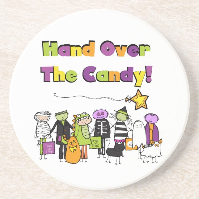 Übergeben Sie die kandy Halloween-Hemden und Gesch Getränkeuntersetzer (Vorne)
