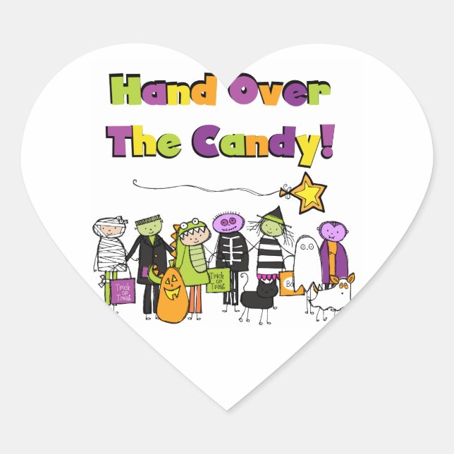 Übergeben Sie die kandy Halloween-Hemden und Gesch Herz-Aufkleber (Vorderseite)