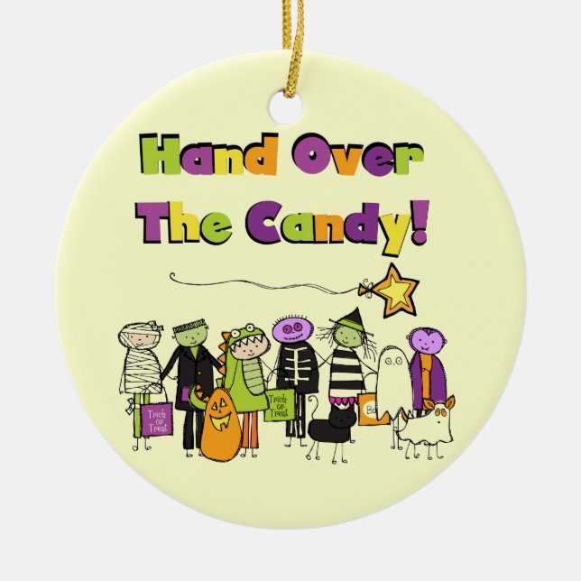 Übergeben Sie die kandy Halloween-Hemden und Gesch Keramikornament (Vorne)