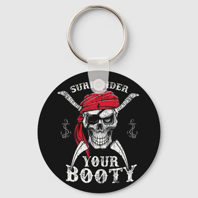 Übergeben Sie Ihren Hintern Pirate Skull Funny Jol Schlüsselanhänger (Vorderseite)