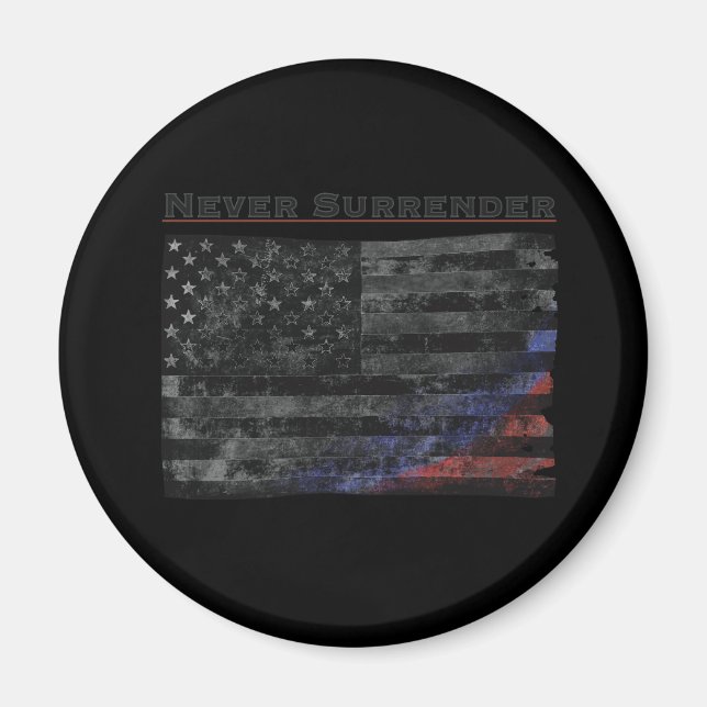 Übergeben Sie nie die schwarze amerikanische Flagg Magnet (Vorne)