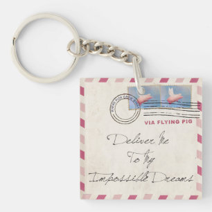 Übergeben Sie sich per Flying Pig Schlüsselanhänger