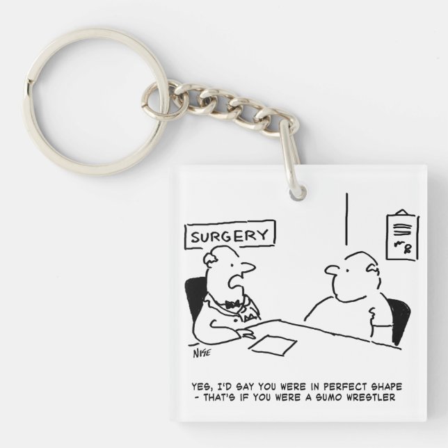 Übergewichtsstörung Sumo Cartoon Schlüsselanhänger (Vorderseite)