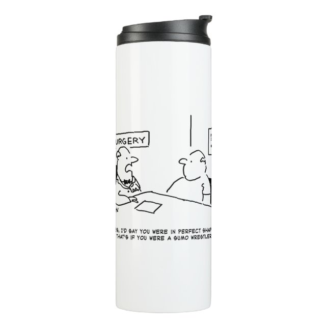 Übergewichtsstörung Sumo Cartoon Thermosbecher (Nach links gedreht)