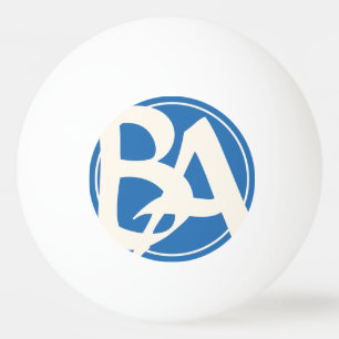 Übergroße Initialen in Weiß und Blau Tischtennisball