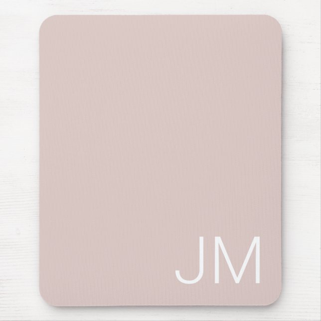 Übergroße monogrammierte rosafarbene weiße Initial Mousepad (Vorne)