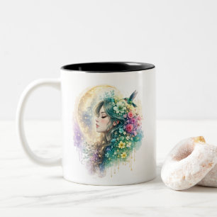 Überirdische Blumendamen-Schmetterlings-Tasse Zweifarbige Tasse