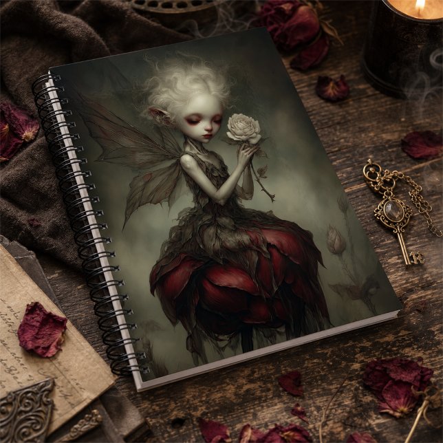 Überirdische dunkle Fee im Blumenkleid mit Rose  Planer (Von Creator hochgeladen)