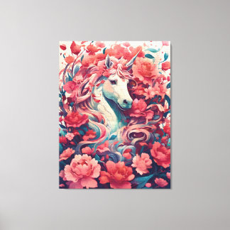 Überirdische rosa Einhorn-Fantasie-Kunst Leinwanddruck