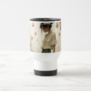 Überirdisches Mädchen mit Schmetterlingen in der N Reisebecher