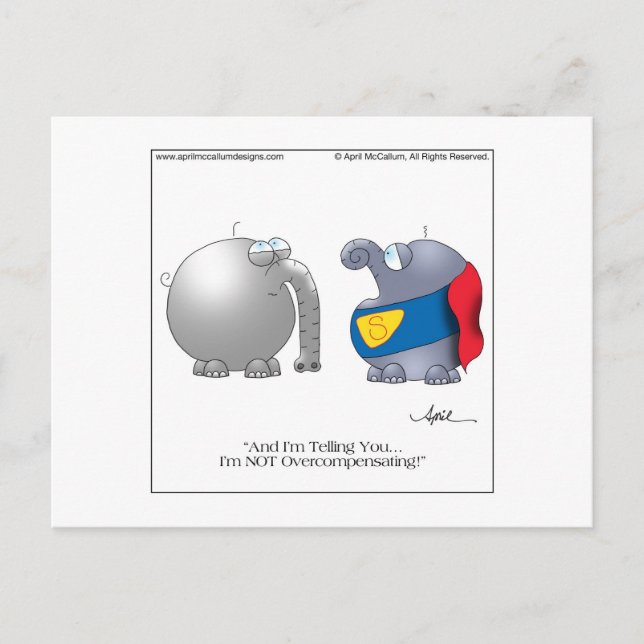 ÜBERKOMPENSATING Cartoon Postcard bis April McCall Postkarte (Vorderseite)