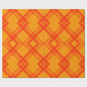 Überkreuzte glückliche rote und gelb/orange Karos Geschenkpapier