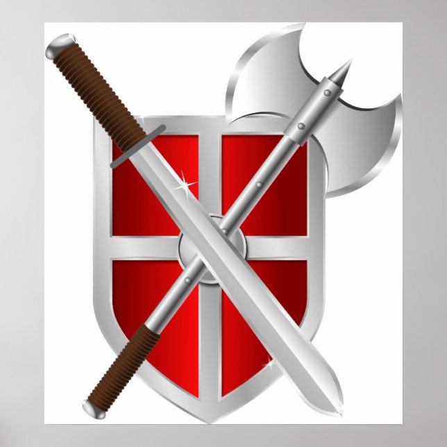 Überkreuzte Waffen auf Schild (Vorne)