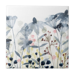 Überlagerte Gärten - Watercolor-Blumen Fliese