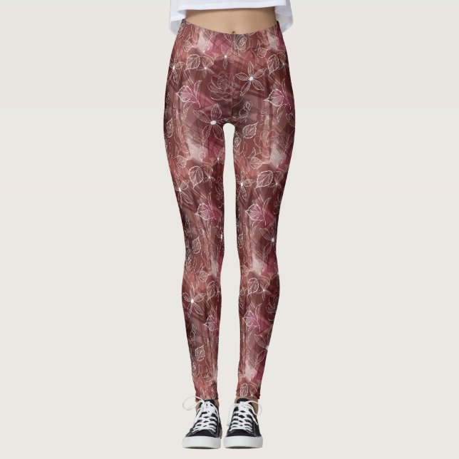 Überlagerte rosa gemusterte Leggings Browns (Vorderseite)