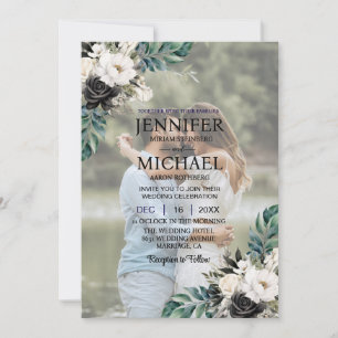 Überlagerung Porträt Bild Foto QR S/W Hochzeit Einladung