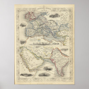 Überlandroute nach Indien Poster